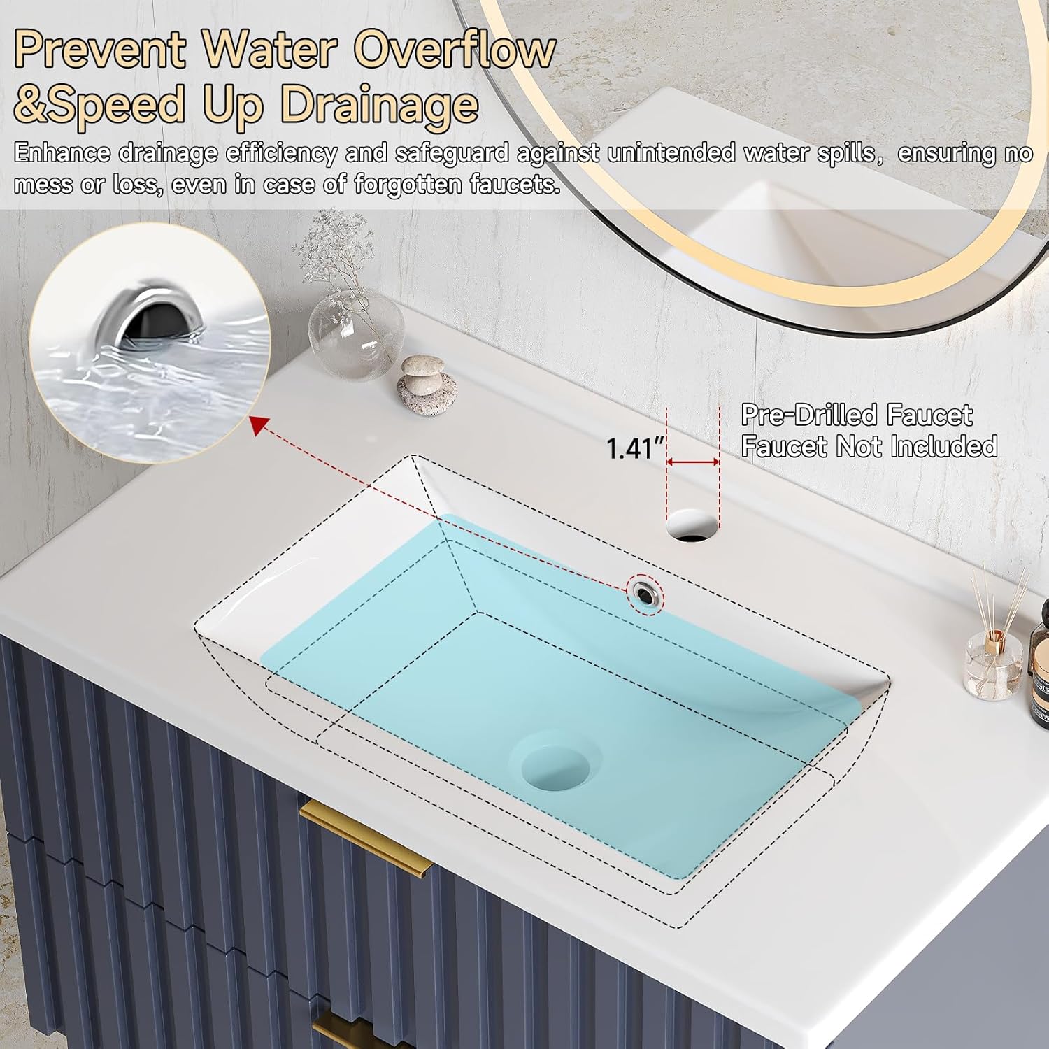 ONBRILL Vanity Sink Overflow and Drainage System