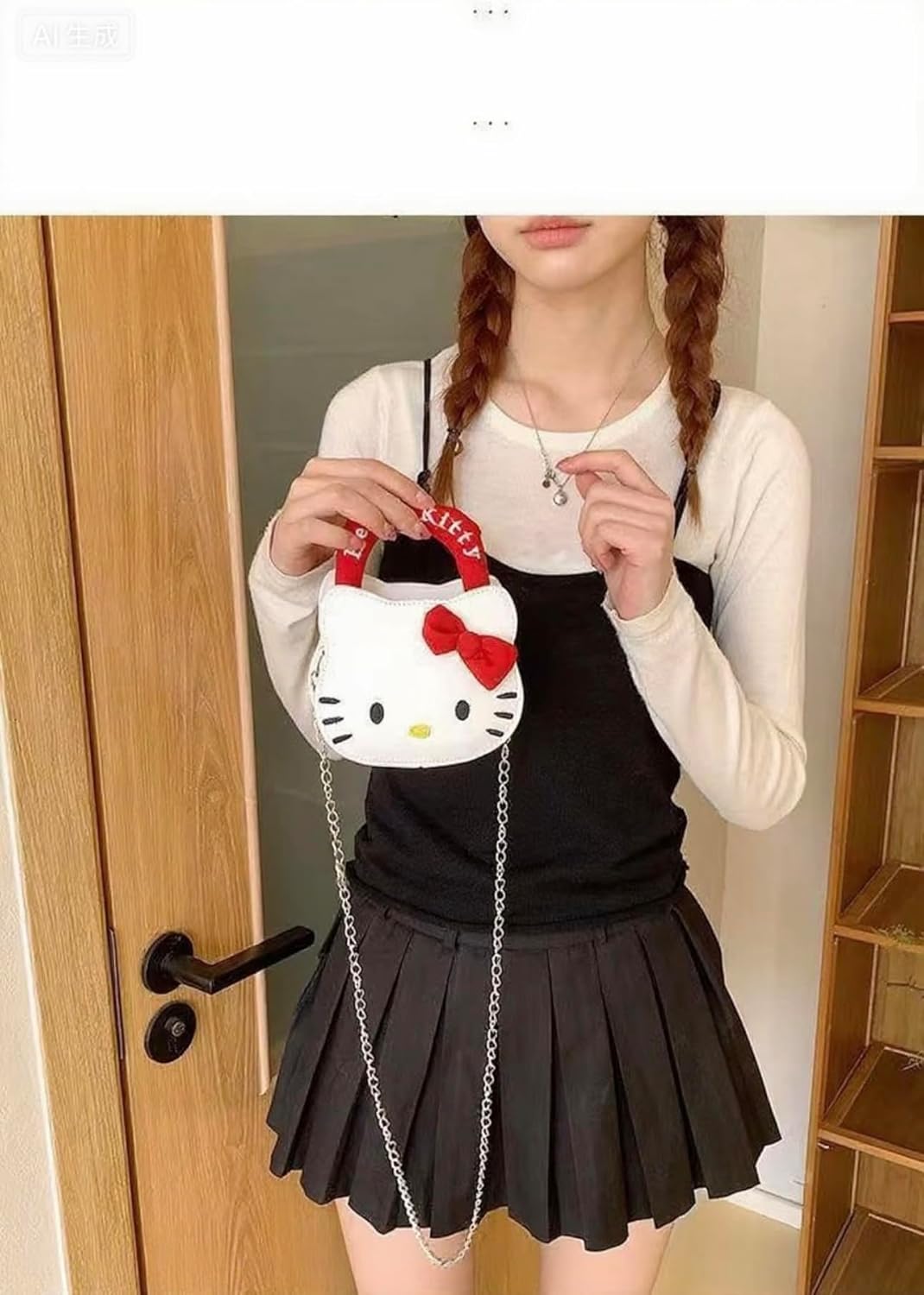 Cute Kitty Crossbody Bags for Women, Small Kitty Shoulder Bag, Leather Kitty Coin Purse with Zipper, Gifts for Her - Image 2