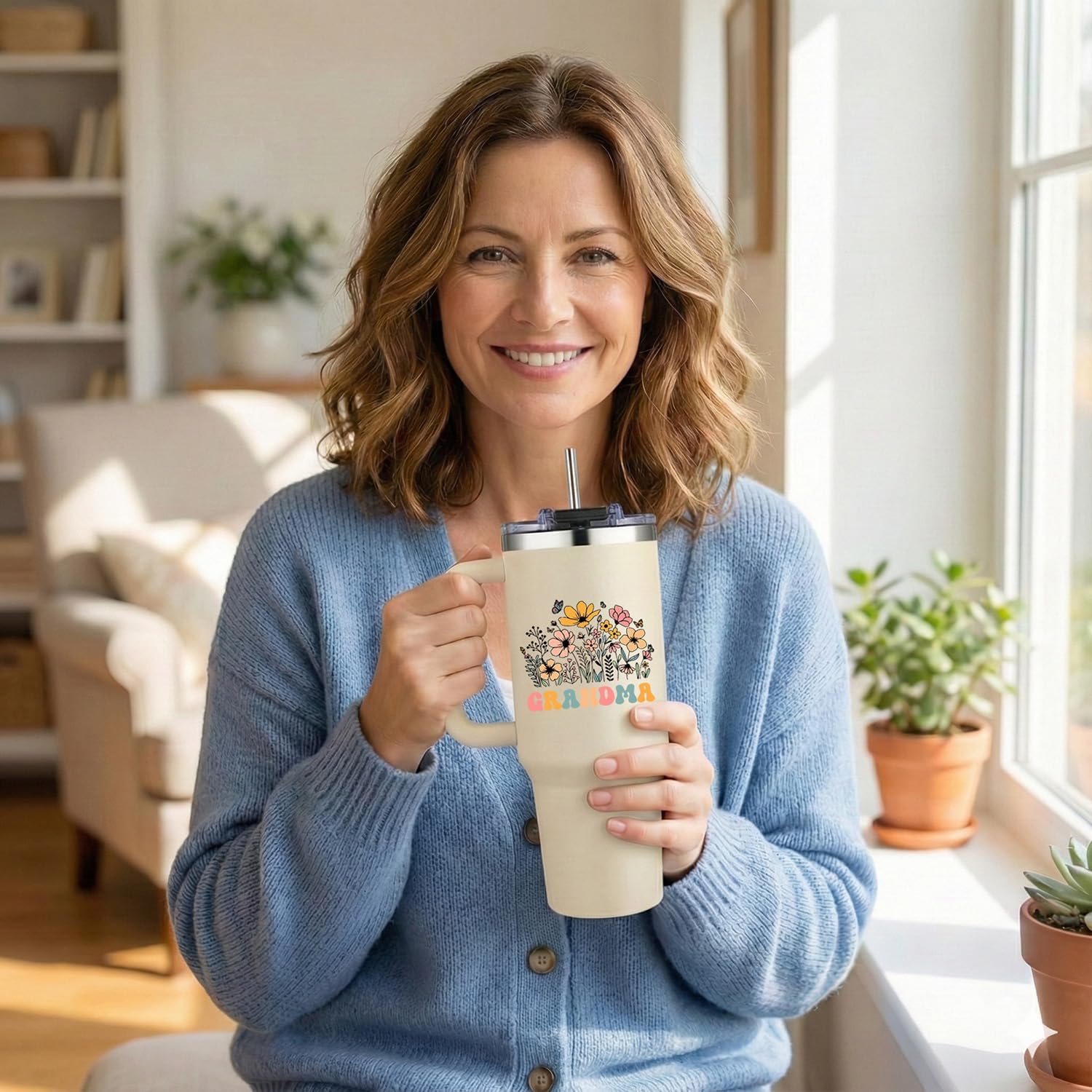 Grandma Gifts,40oz Tumbler with Handle for Grammy, Travel Tumbler Gifts for Mother's Day women Birthday Christmas, Gift to Grandma from Grandchildren - Image 6