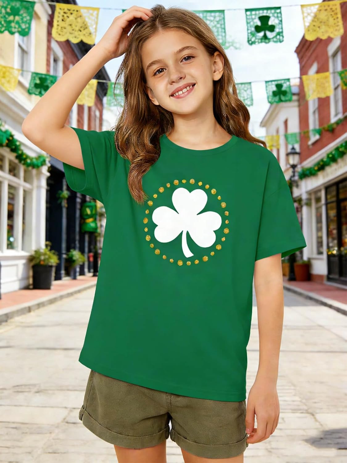 Haloumoning Girls Short Sleeve T Shirts Kids Summer Oversized Tops Casual Crewneck Basic Tees 5-14Y - Image 2