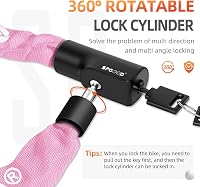 Spgood 90 cm-es Kerékpárlánc Lakat 3 Kulccsal, Vízálló Biztonsági Zár - 90 Cm, 6 Mm, Light Pink, With 3 Keys 2