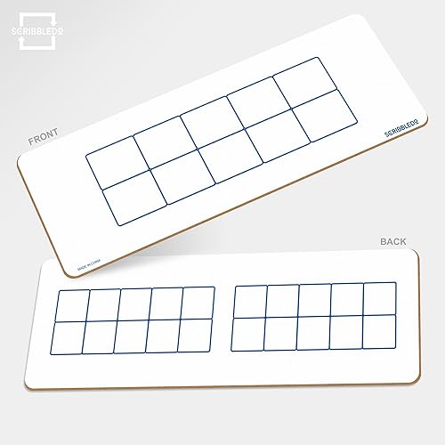 Miniatura 3 de SCRIBBLEDO Pizarra de borrado en seco de diez marcos, de doble cara de 4 x 12 pulgadas, pizarras de borrado en seco para que los niños visualicen y