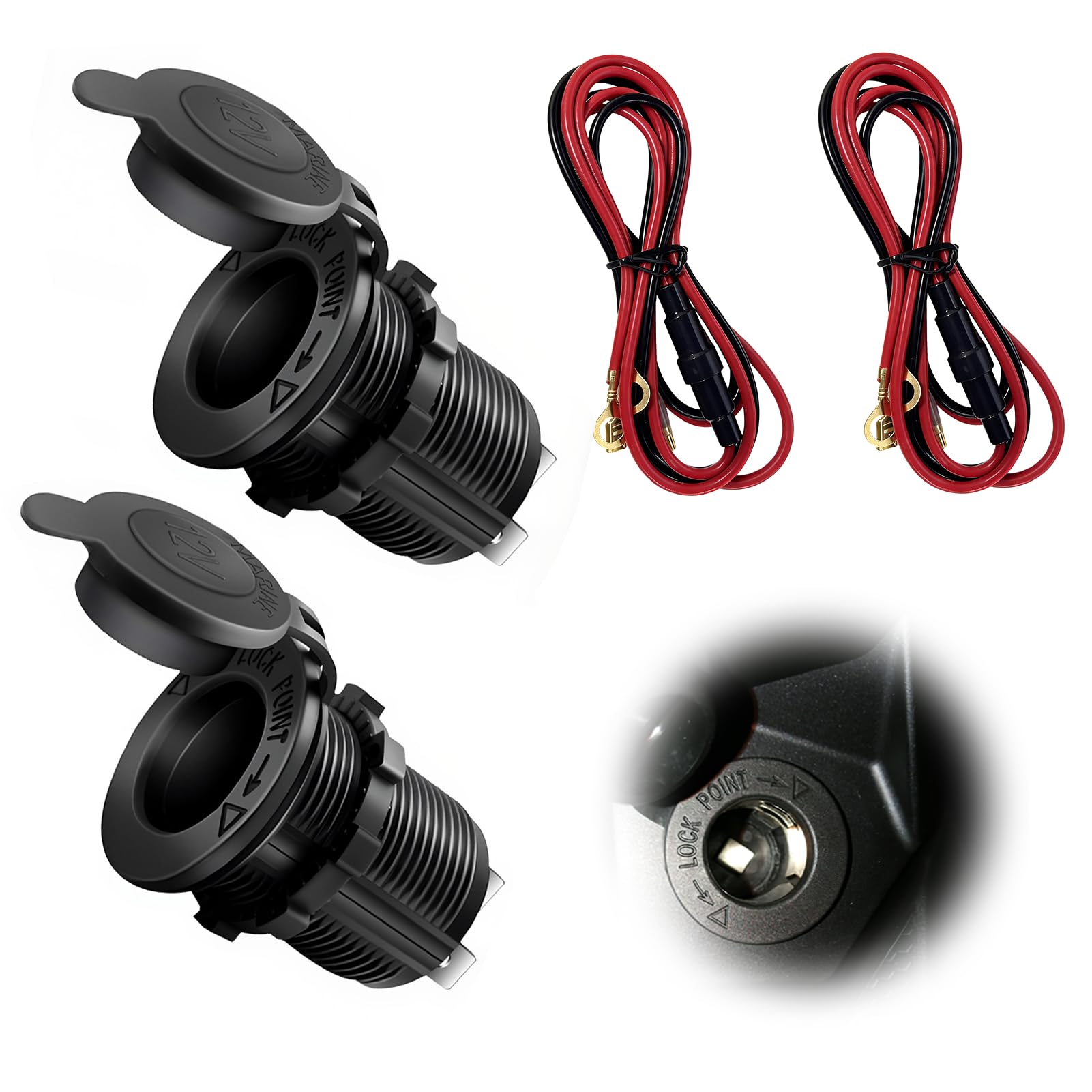 Presa Accendisigari Auto 12V/24V – Adattatore Universale Impermeabile Con Fusibile 20A E Cavo Da 3m Per Barca, Camper, Moto E Trattori