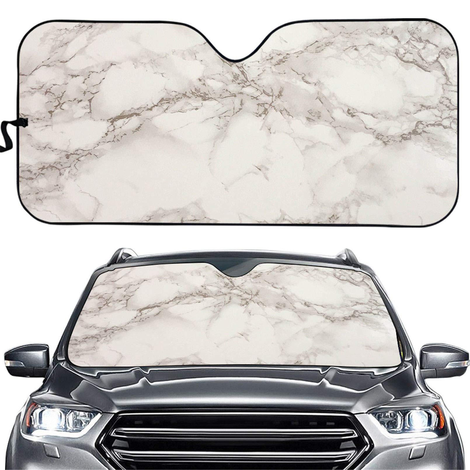 Car Windshield Sunshade Elegant Marble Print Front Auto Car Front Window Sun Shade Foldable Sun Visor Shield Cover Auto Accessories for Sedan SUV Truck