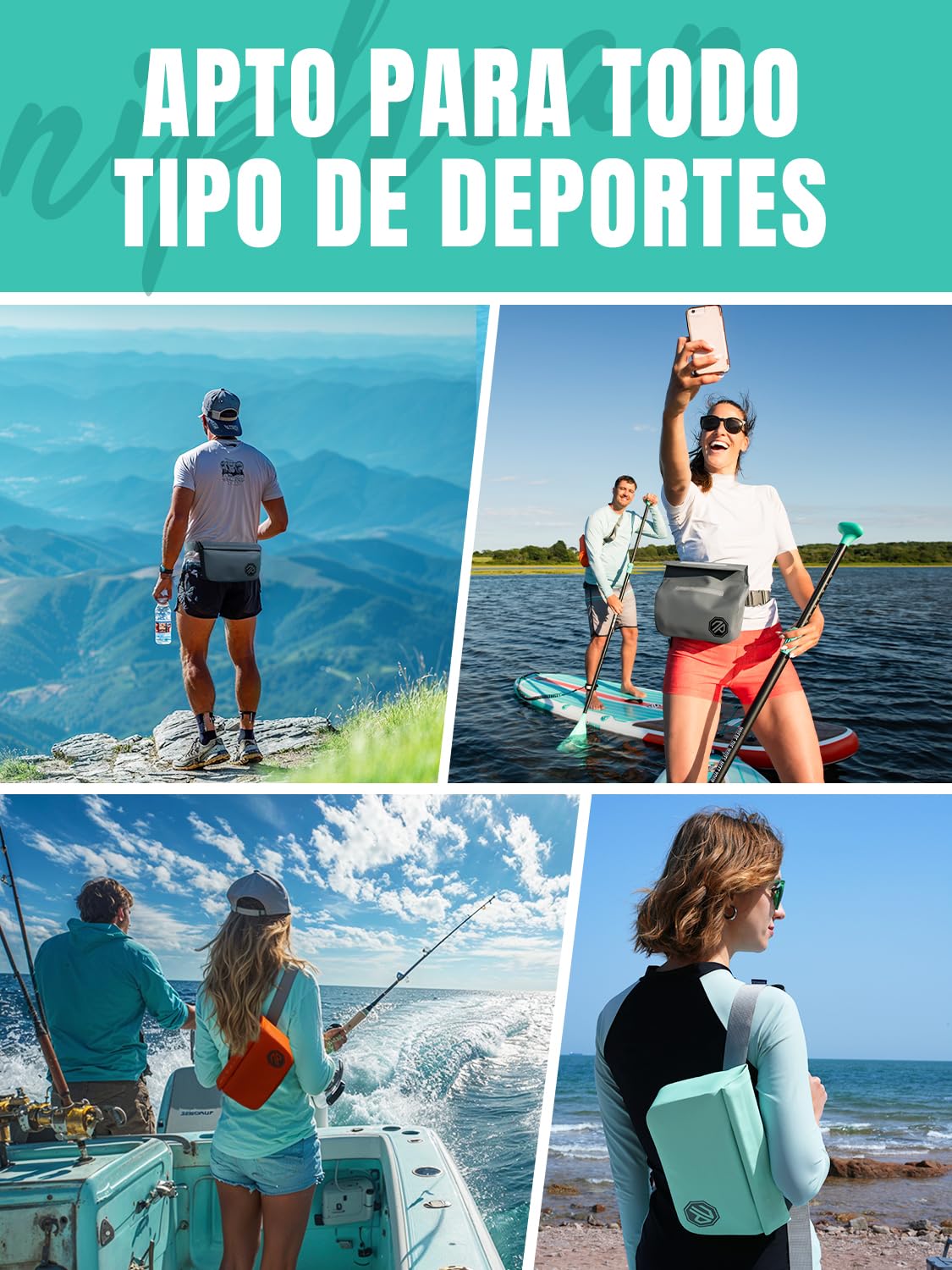 niphean Riñonera Impermeable con Cierre Magnético de Una Mano, Bolso Riñonera Mujer, Bolsa Estanca Impermeable Multiusos y Mochila Estanca para Paddle Board, Kayak, Playa, Hombres y Mujeres