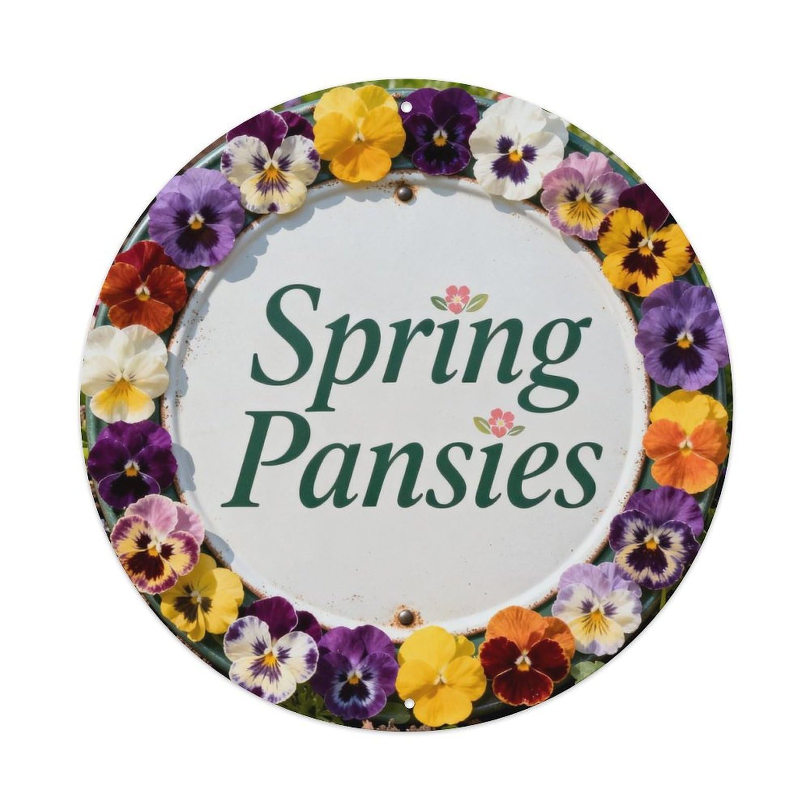 Spring Pansies Metal Tin Sign Plaque