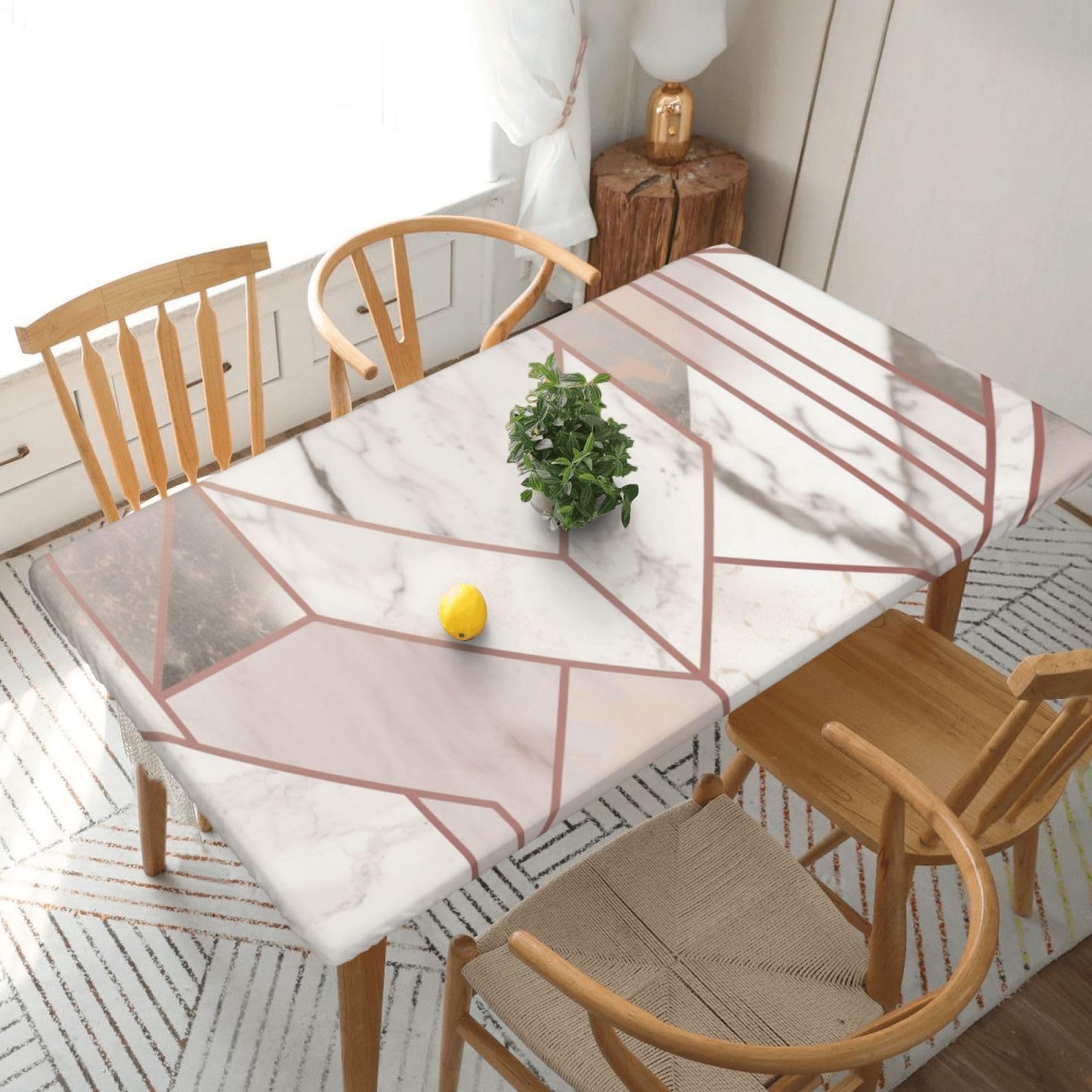 WPKJU Rose Gold Marble Design Background Printed Tablecloths 5ft Rectangular Table Covers Washable Polyester Decorative Table Cloth for Dining Table Picnic Wedding