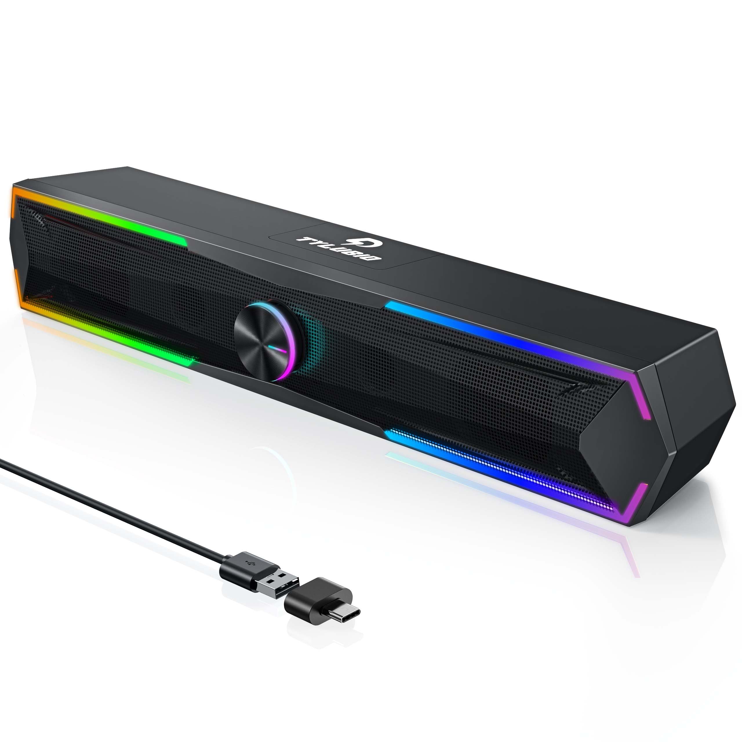 Computer Speakers for Desktop with Surge Clear Sound, Flowing LED Pc Speaker for Computer Desktop Laptop Monitor, Bluetooth & USB Input