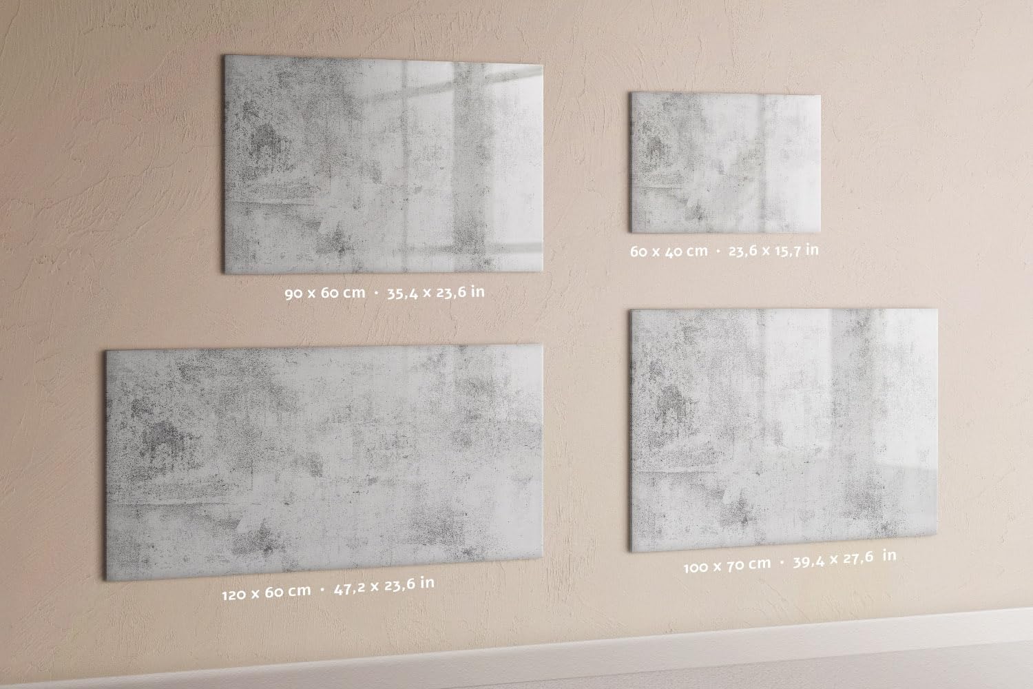 Lavagna in vetro per scrivere 90x60 cm | Muro in cemento