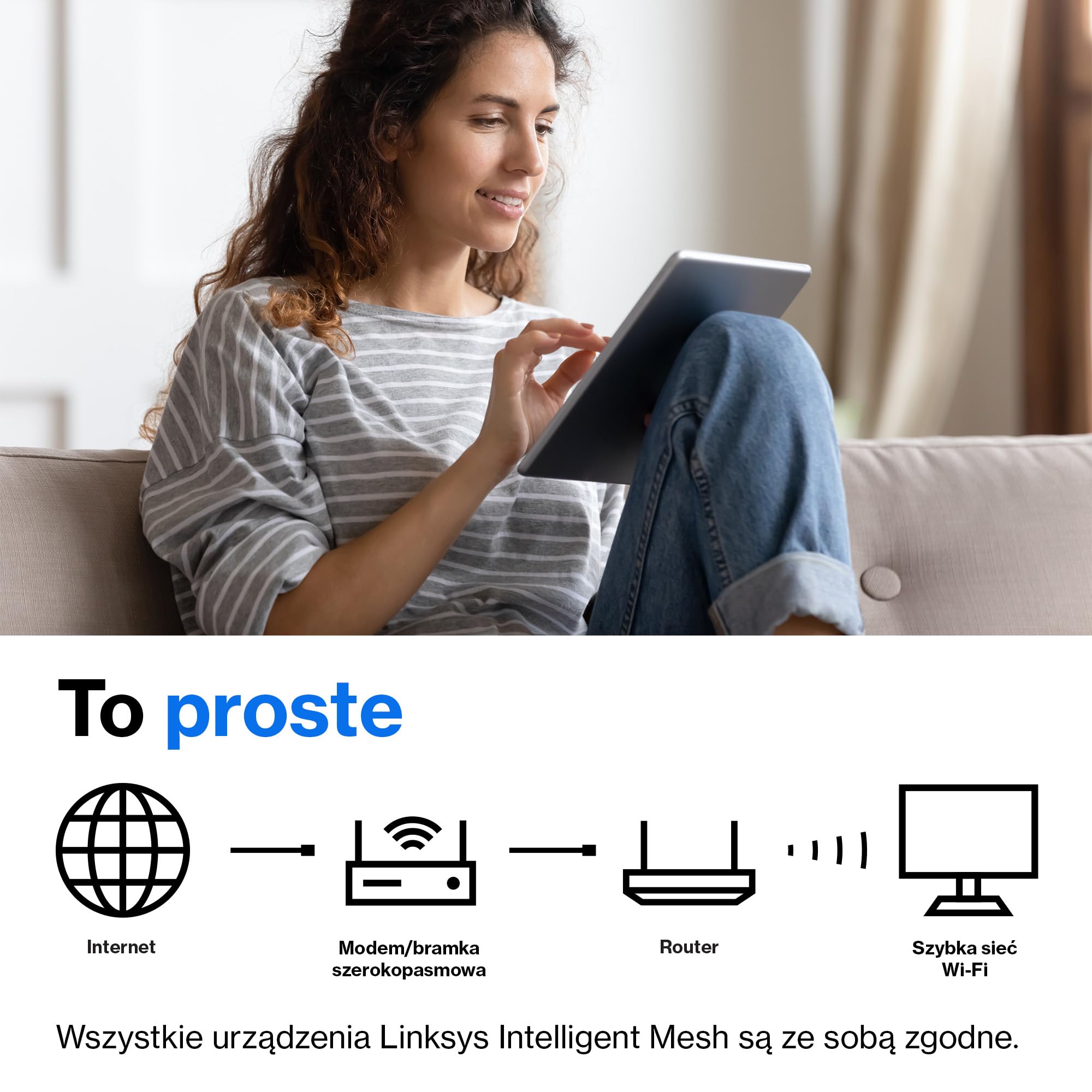 Linksys Hydra Pro 6E Triple Band Mesh WiFi Router 6E (do gier, 8 strumieni, pasmo 6 GHz, przepustowość do 6,6 Gb/s, zasięg 250 m2, ponad 55 urządzeń, współpracuje z Velop Mesh)