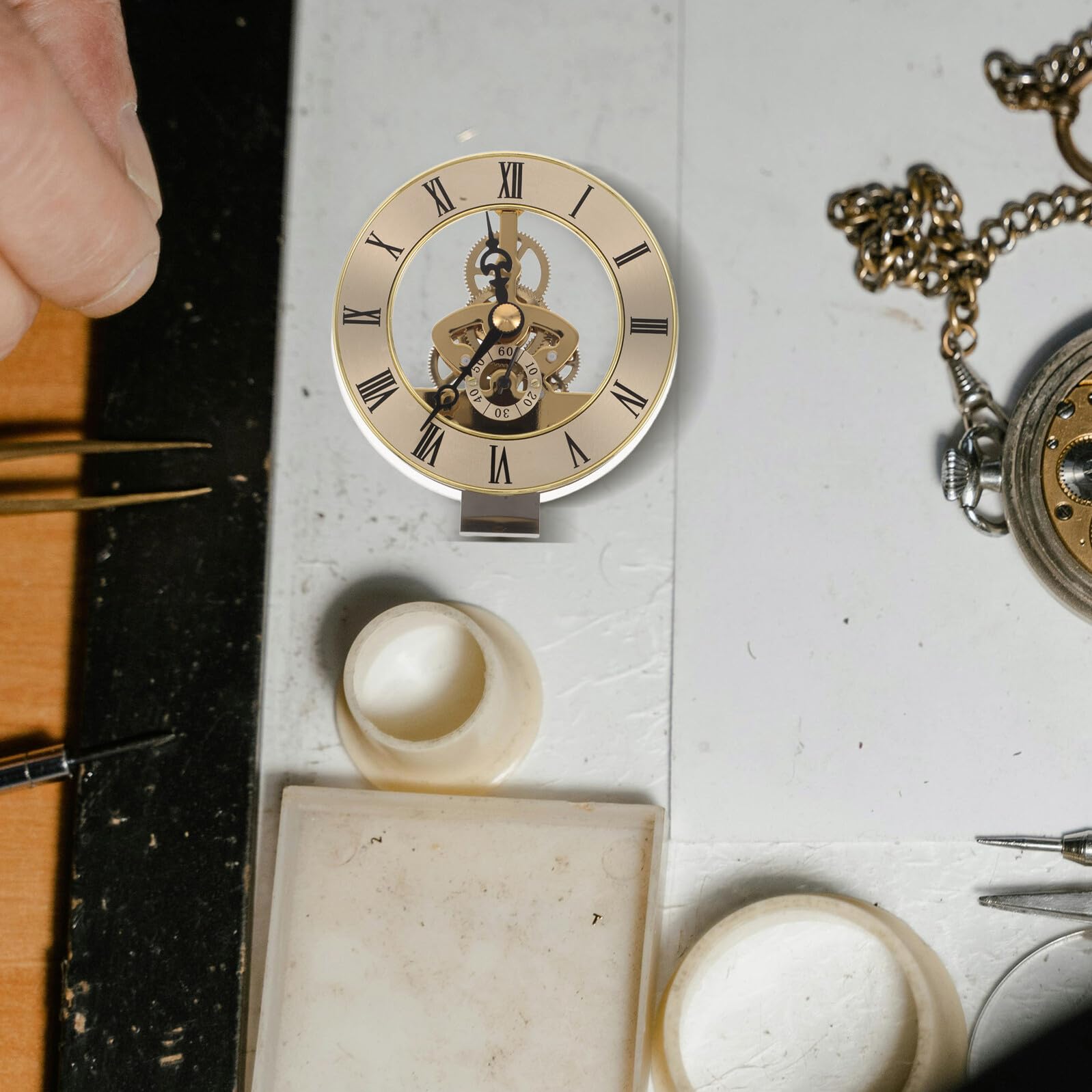 PRETYZOOM Goldenes Skelett Uhrwerk 95cm mit Römischen Ziffern Quarz Uhreinsatz für Tisch und Wanduhren Metallrahmen Uhrwerk Ersatzteil zum Basteln und Heimdekoration