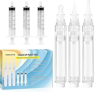 Touch Up Paint Pen Set 3PCS Refillable Paint Touch Up Pens Fillable with Pointed, Round & Flat Tips Multi-Surface Brushes for Walls, Furniture, Cabinets, Wood, and DIY Projects