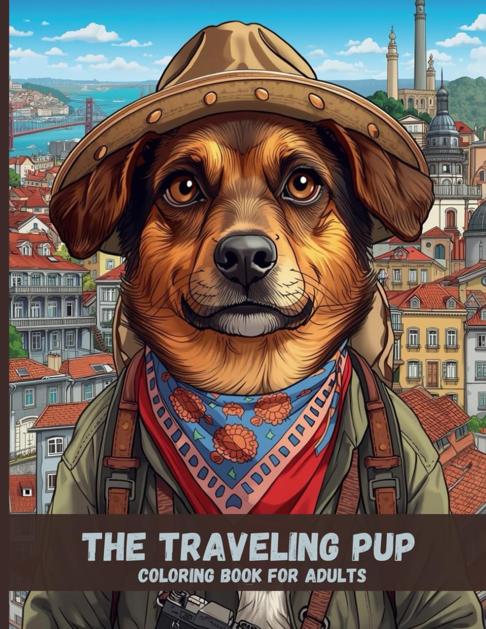 The Traveling Pup: Adorable Dog Adventures Coloring Book for Adults