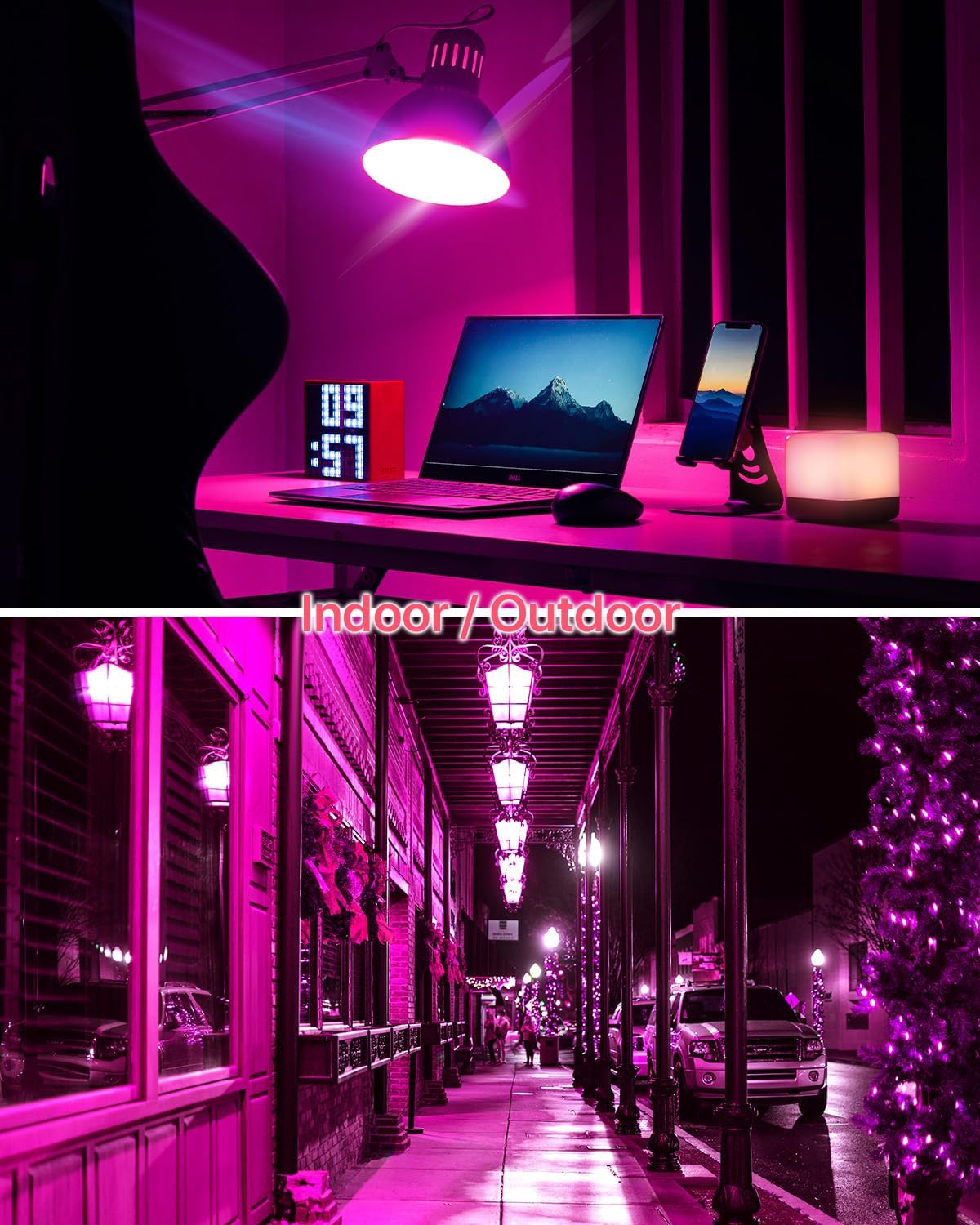 ORALUCE Pink Light Bulbs Indoor Outdoor, A19 Color Lights Bulb,Colorful E26 LED Bulb 60 Watt Non-Dimmable, for Bedroom, Lamps, Patio, Halloween, Christmas, Party, Holiday, 6 Pack