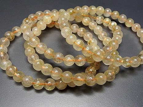 タイチンルチルクオーツ三連ブレス　6.2mm 約60 | [石街] ミルキーゴールドルチルクォーツ 6mm 天然石