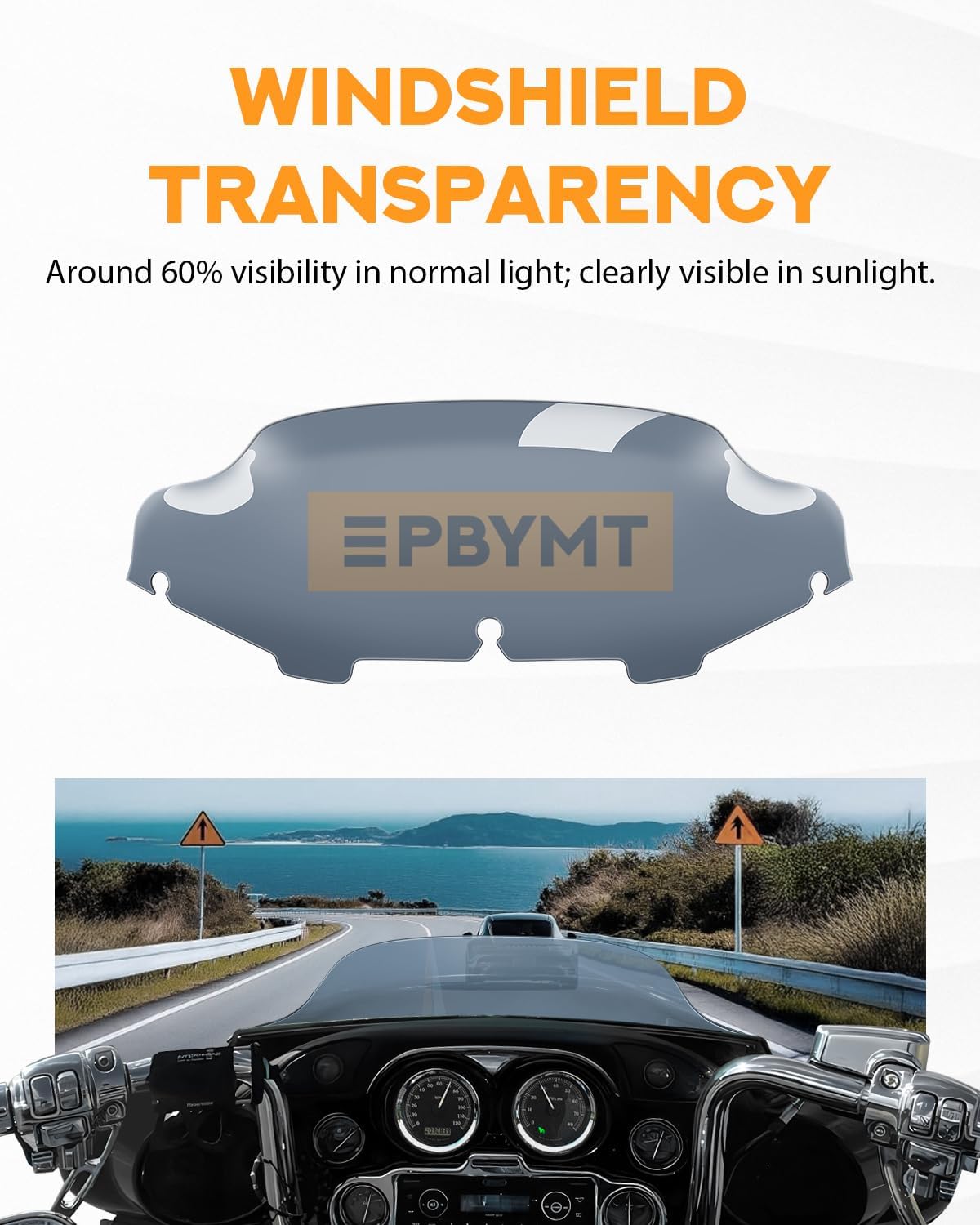 PBYMT 6" Windshield Windscreen 96-13 Compatible for Harley Davidson Touring Street Glide Electra Glide FLHT FLHTCU Ultra Classic Glide FLHX FLHTK Tri Glide 1996-2013, Tint