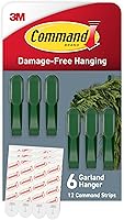 Command Green Garland Holders, 6-Pack - Damage-Free Mantel, Stair & Door Hooks for Garlands, Wreaths, Holds 2lbs No Residue