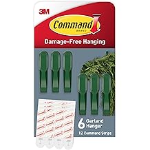 Command Garland Holder, Fireplace Mantle Garland Holder for Displaying Garlands, Wreaths, and Holiday Decor Without Leaving Damage, Holes, or Residue, Holds 2lbs, Green, 6 Pack