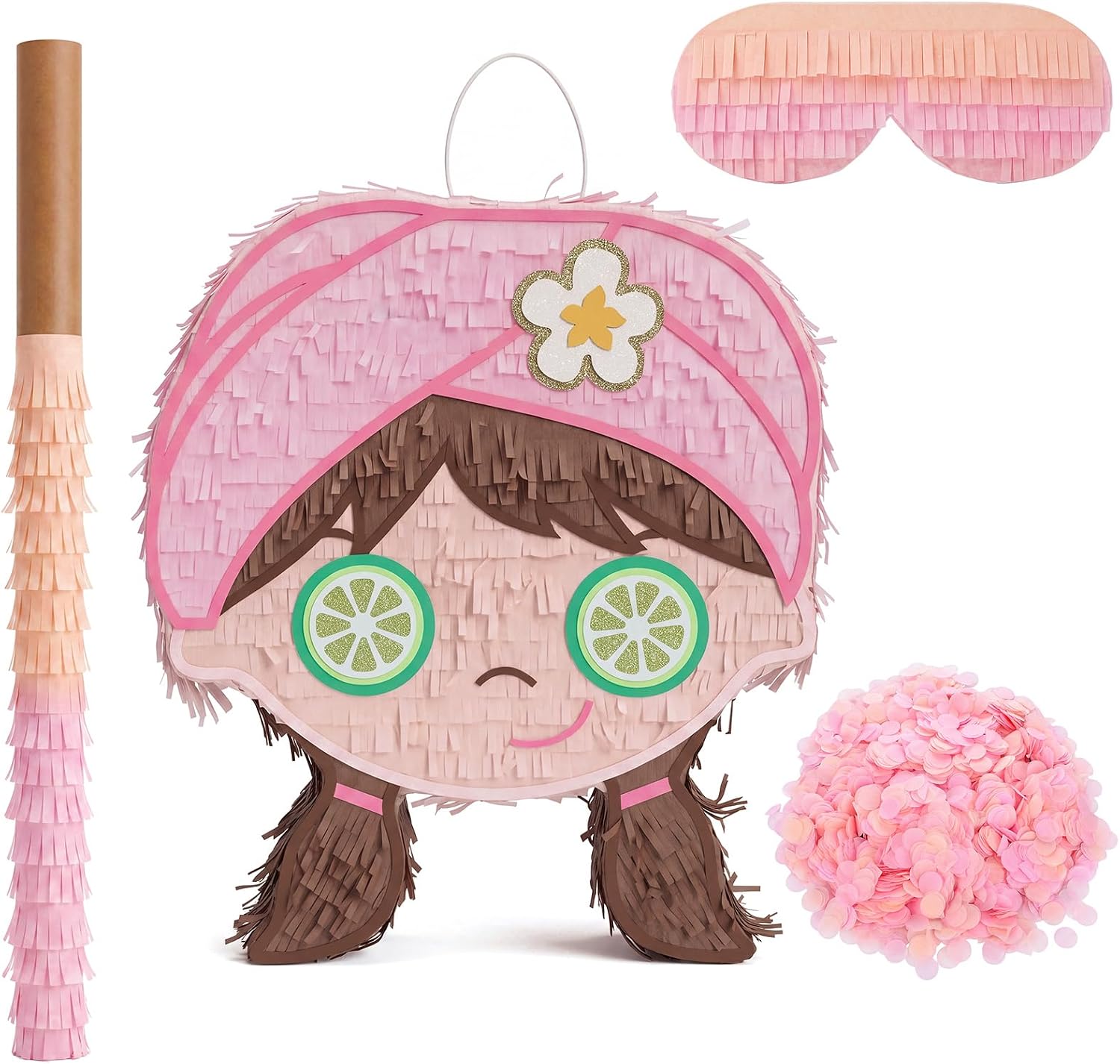3 Pcs Spa Piñata for Girls with Stick and Blindfold