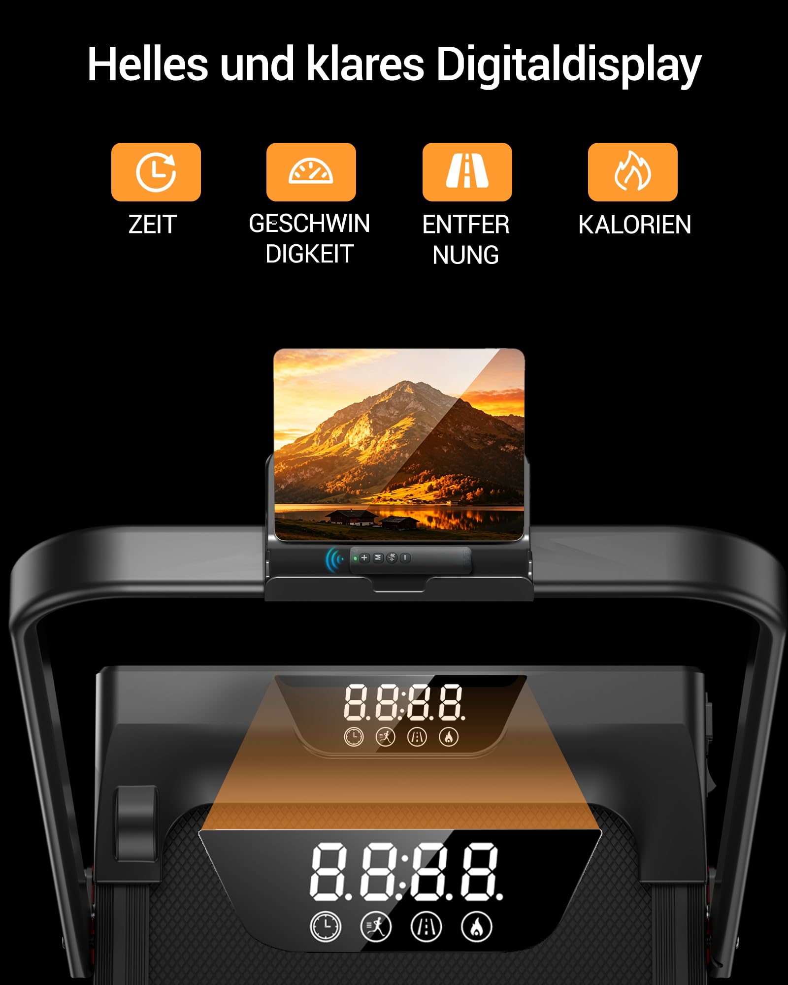LONTEK Laufband für Zuhause klappbar, Laufband mit Steigung für Zuhause 15%, kompaktes Walking Pad mit Steigung max. Belastung 159 kg, Fernbedienung