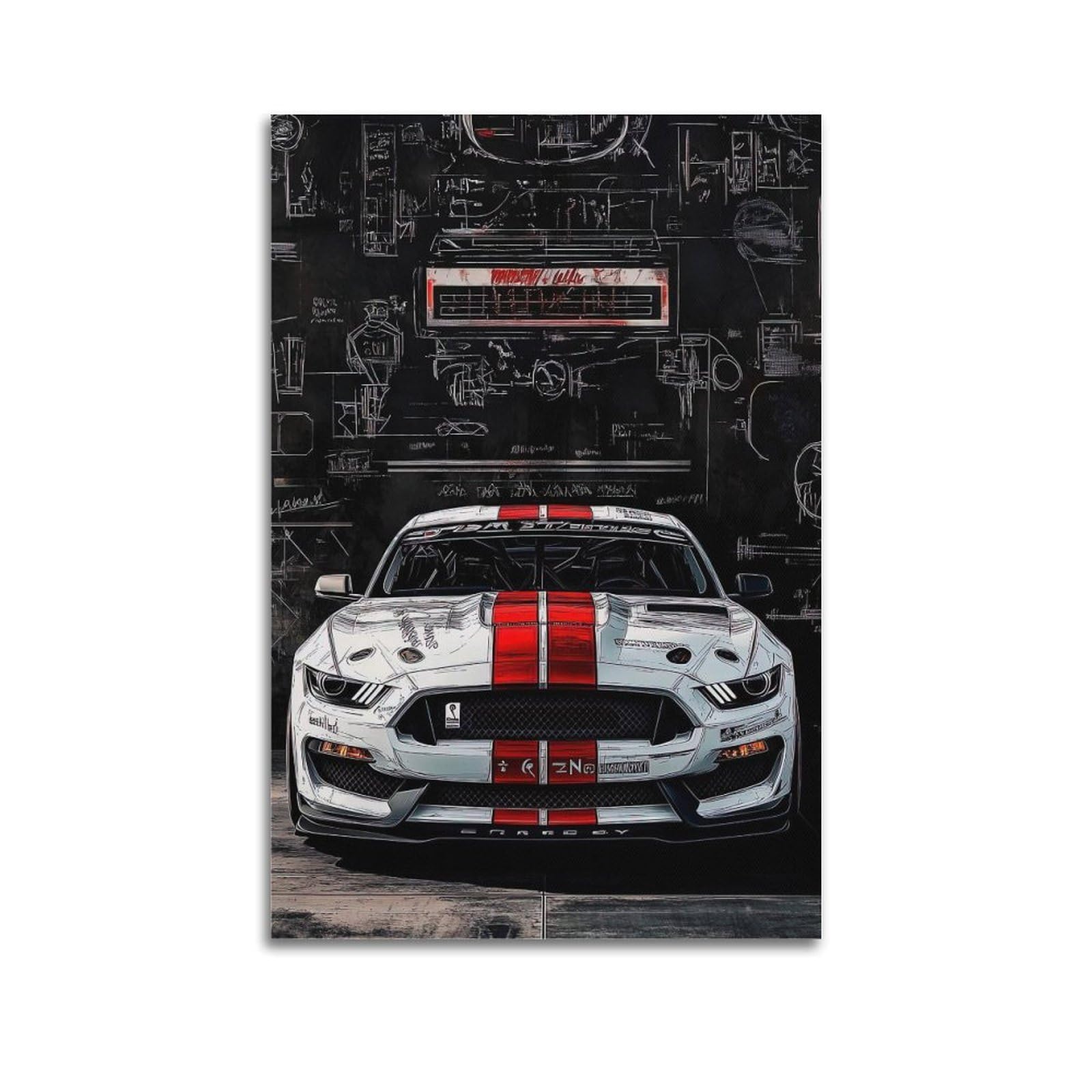 ESTE Mustang GT500 American Muscle Sports Car Artwork Poster Decorative Painting Canvas Modern Art Picture 24x36inch(60x90cm)