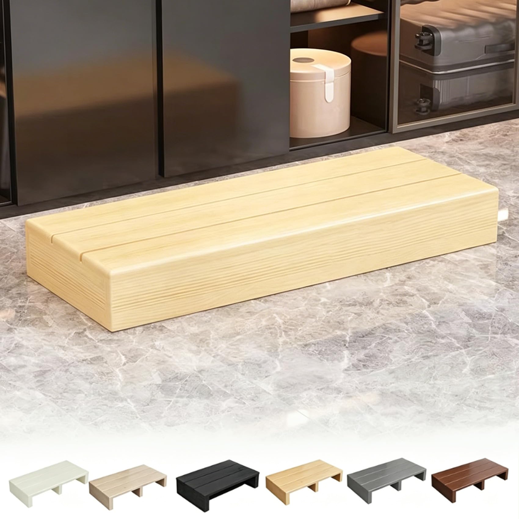 Brixtel Non-Slip Wooden Step Stool, Stepstools, Solid Pine Wood Mobility Aid Step Stool, Strong Load-Bearing Capacity, with Non-Slip, Steps/Entrance for High Beds Bathroom Kitchen Garden Doorstep