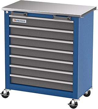 LARBANKE 7-Drawer Rolling Tool Chest with Key Locking System,Tool Chest with 360 Lockable Wheels and Four Padded Feet,can be Formed into a Large Workbench,Tool Storage Chest for Garage Workshops