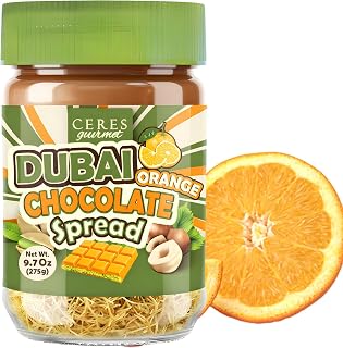 Dubai Spreadable Chocolate with Freeze-Dried Orange – Premium Pistachio Spread with Roasted Phyllo - Gourmet Breakfast Chocolate (9.7 oz / 275g Jar)