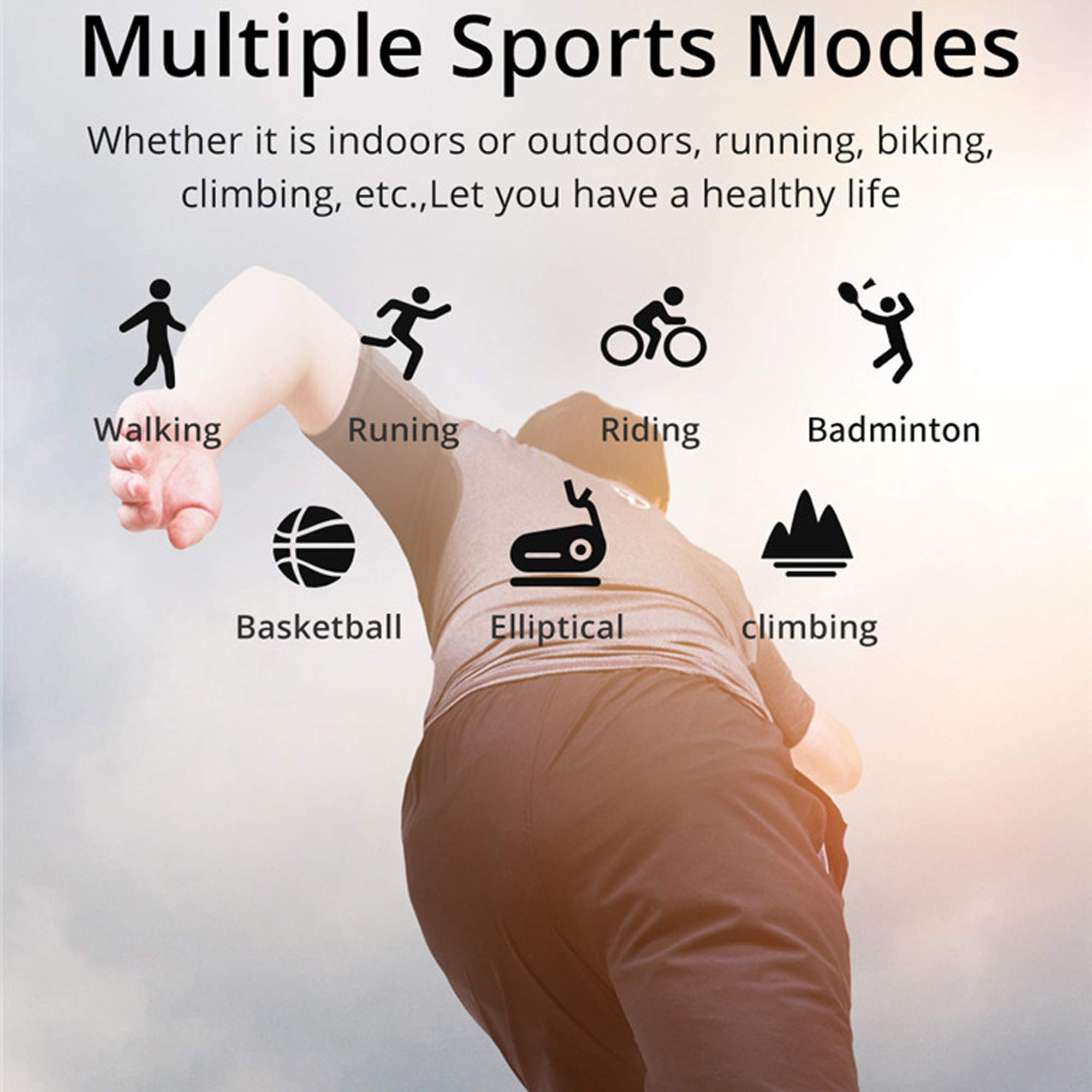 Q&N Militare Smart Watch Uomo Sport Smartwatches Impermeabile Fitness Tracker Misuratore di Pressione Sanguigna Cardiofrequenzimetro per Android iOS,Blu