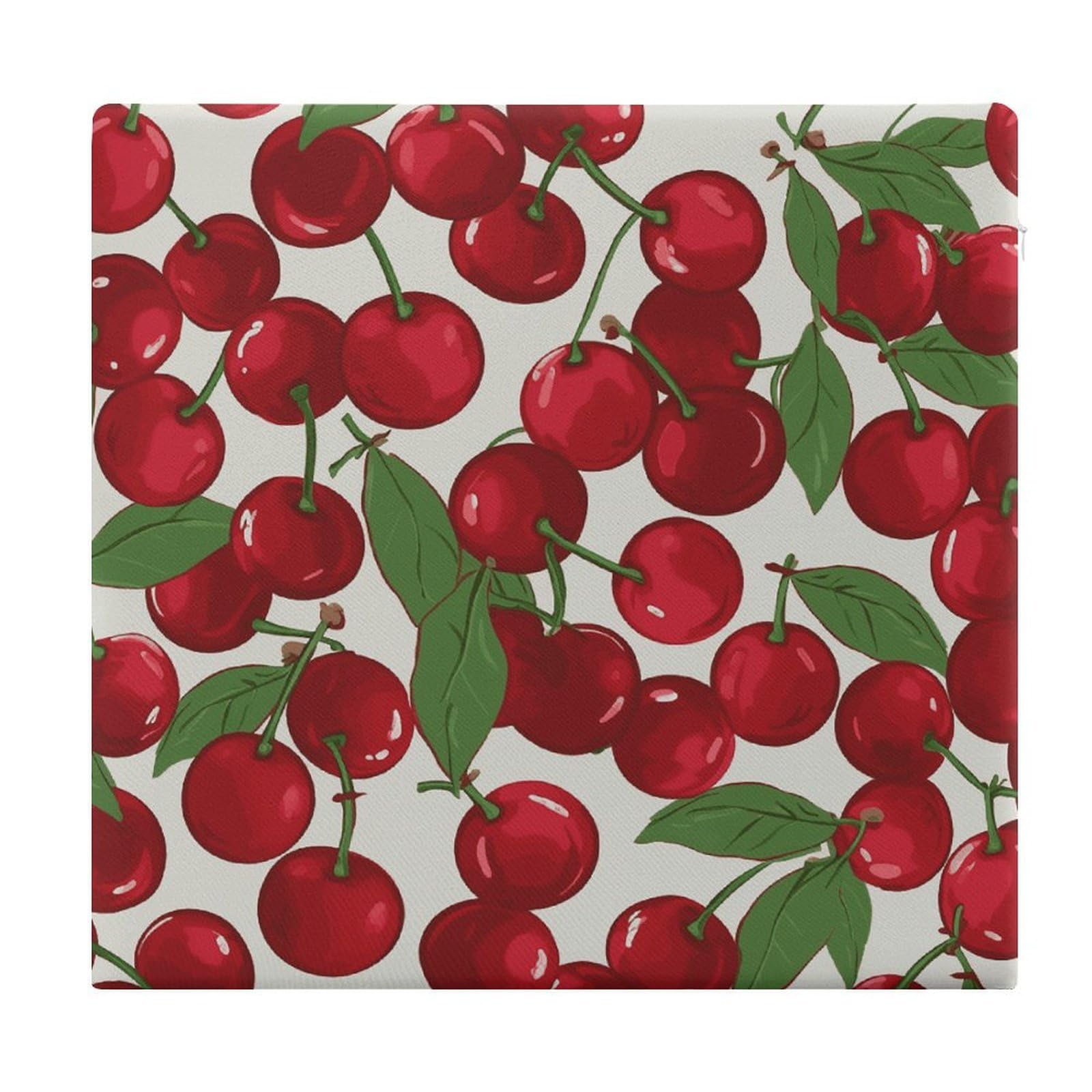FekiLoot Red Cherries Seat Cushion for Dining Chairs Breathable Square Chair Pads Memory Foam Chair Cushions Comfortable Non-Slip Seat Pad Meditation Floor Pillow 13.8”x15”