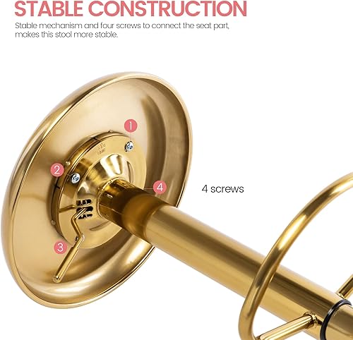 Miniatura 7 de Brage Living Adjustable Bar Stools Set of 2, Swivel Round Metal Airlift Barstools, Backless Counter Height Bar Chairs for Kitchen Dining Room Pub