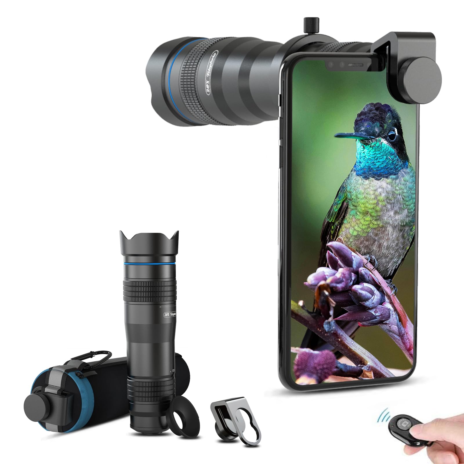 Apexel HD Móvil Lentes para Teléfono Inteligente, 28X Zoom Lente Teleobjetivo con Obturador para Móvil iPhone Samsung, Huawei, Xiaomi, teléfono Android, Telescopio Monocular