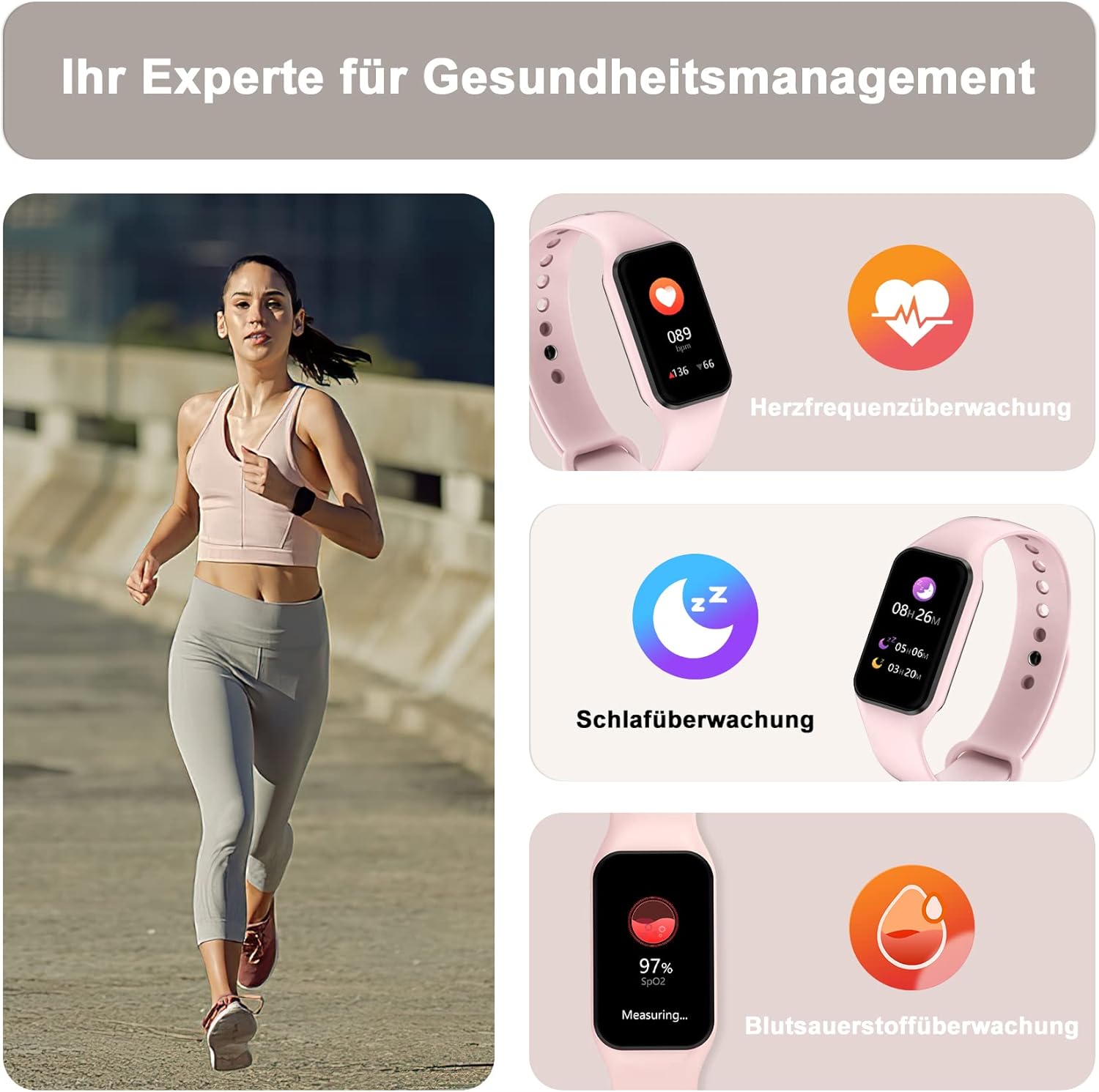 Blackview Smartwatch Donna,Orologio Fitness Cardiofrequenzimetro/SpO2/Sonno/Contapassi, Notifiche Smart Watch Activity Tracker per iOS Android(2 Cinturini) Blackview Smartwatch Donna,Orologio Fitness Cardiofrequenzimetro/SpO2/Sonno/Contapassi, Notifiche Smart Watch Activity Tracker per iOS Android(2 Cinturini)