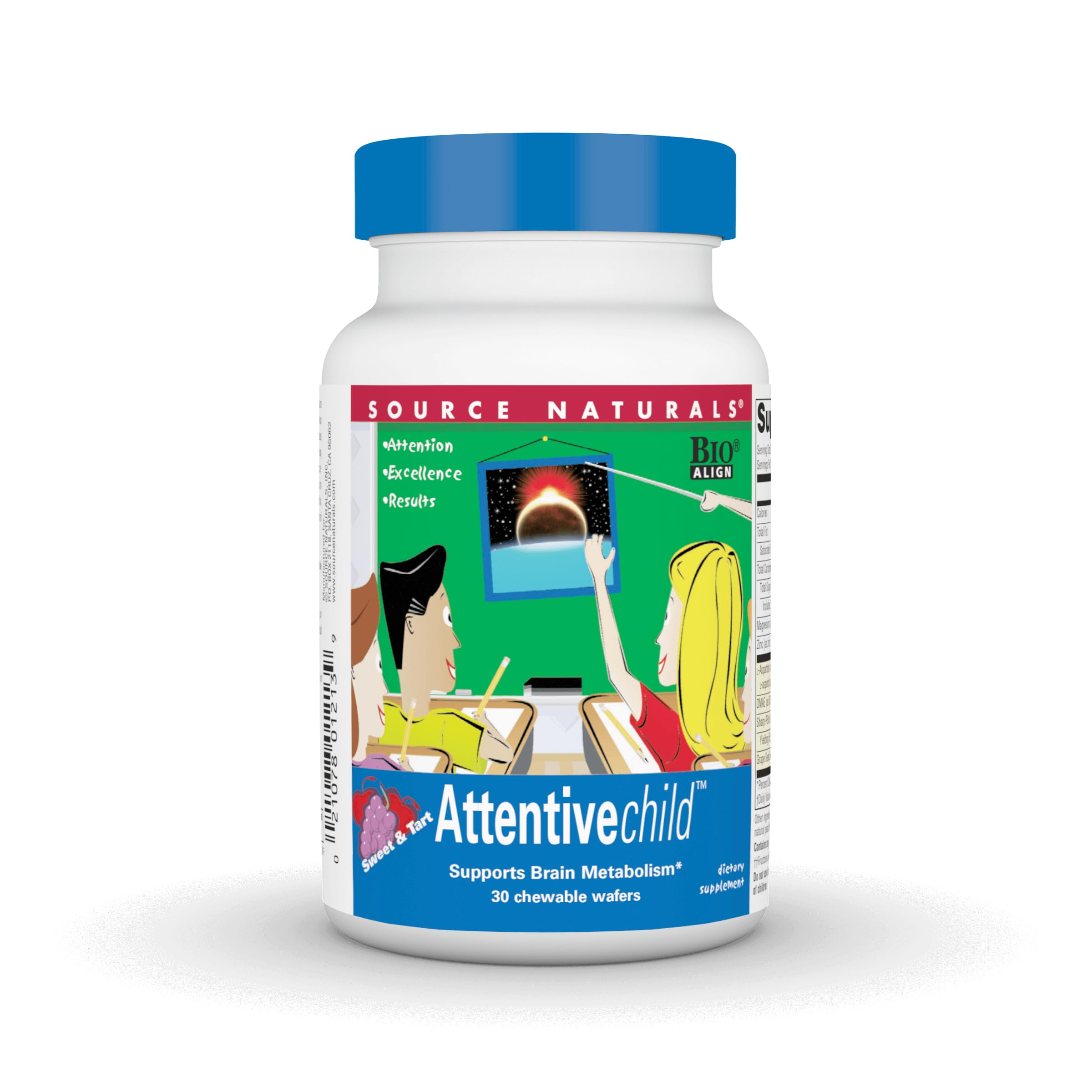 Source Naturals Attentive Child Chewable Wafers for Brain Metabolism Support - 30 Fruit Wafers