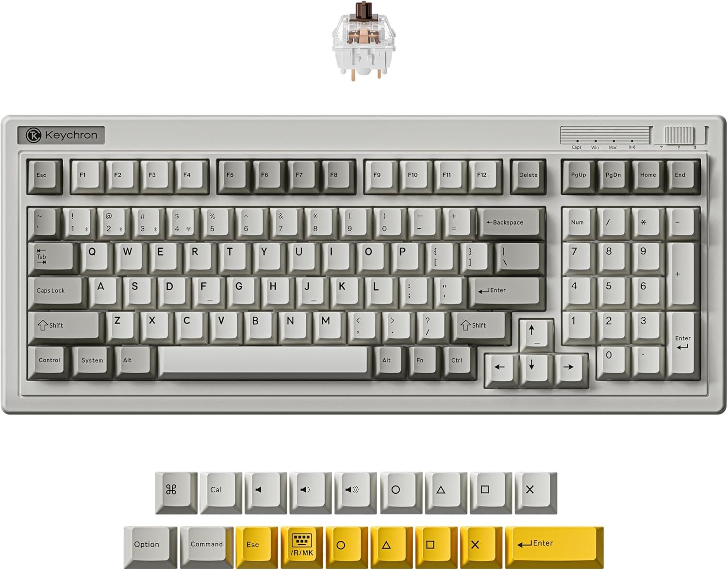 Keychron R5 Retro Wireless Mechanical Keyboard, 96% Layout Hot Swappable RGB Super Brown Switch, QMK Tri-Mode(2.4 GHz/Bluetooth/Wired), Compatible with Mac PC Linux