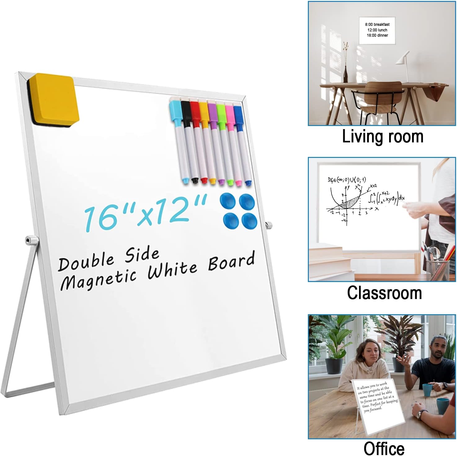Small Tabletop Dry Erase Board Double Sided Foldable Whiteboard Easel with Handle