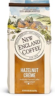 New England Coffee Hazelnut Crème Medium Roast Ground Coffee, 18oz Bag (Pack of 1)