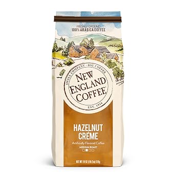 New England Coffee Hazelnut Creme Medium Roast Ground Coffee, 18oz Bag Pack of 1