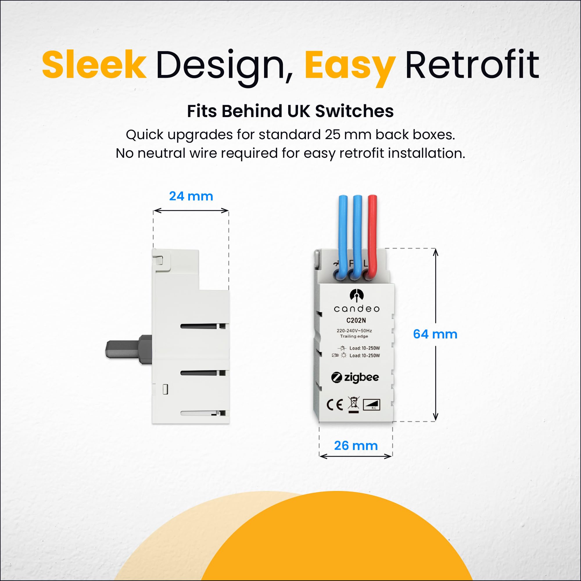 Candeo Smart Switch LED-Dimmer, kompatibel mit Philips Hue, Smartthings und allen Zigbee-Hubs, für dimmbare LED-/Glüh-/Halogenlampen, 1-fach-Mehrfachanschluss, Phasenabschnitt, für intelligente Steue