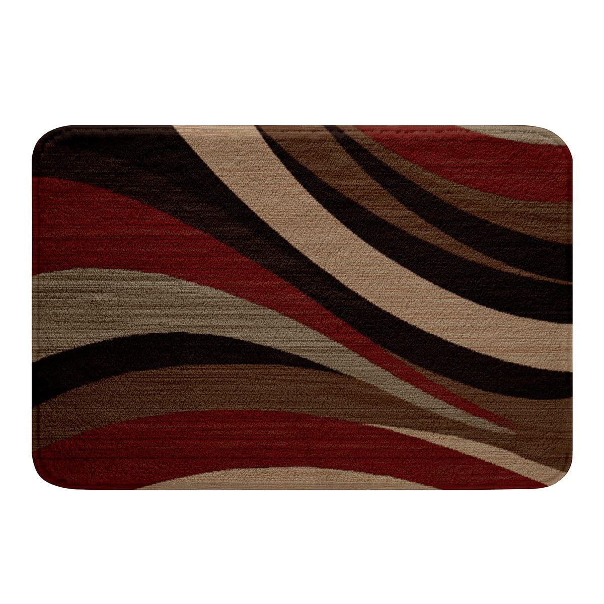 Feelyou Burgundy Red Brown Stripe Line Bathroom Rugs 20"x32" Kids Geometric Bath Rugs for Shower Tub for Boys Teens Geometric Bath Mats for Bath Mats