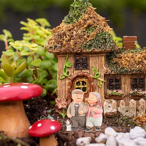 Miniatura 9 de PRETYZOOM Figuras románticas para parejas de ancianos, adornos de escritorio para boda, aniversario, cumpleaños, decoración del hogar, 5.11 x 4.92 x