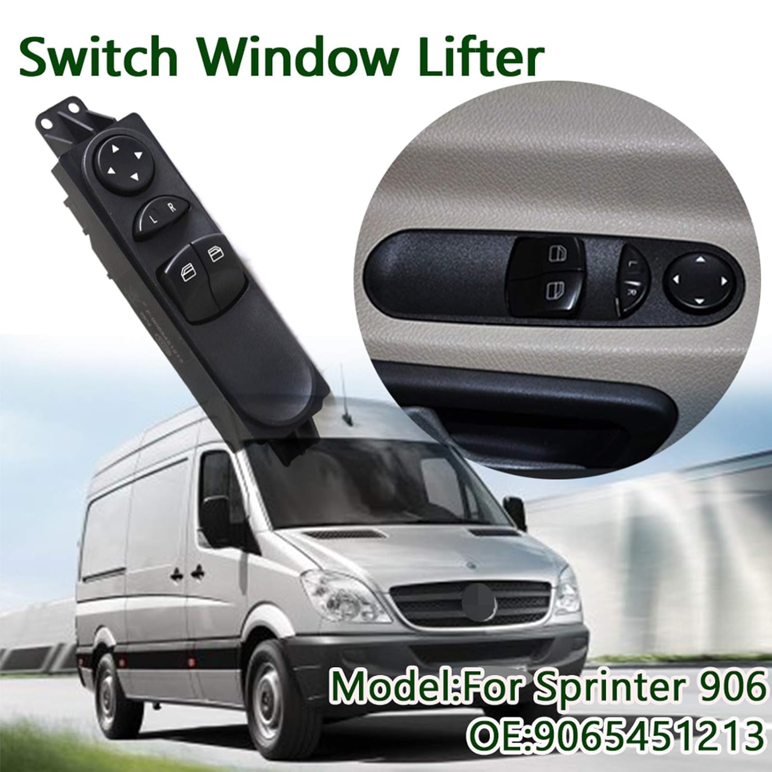 Power Window Switch Lifter Switch Front Left Driver Side for Sprinter 906 for VW Crafter 30-35 30-50 2006-2013 OE 9065451213 9065450213