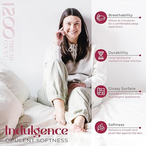 Miniatura 3 de Mayfair Linen Sábanas 100% de algodón egipcio, tamaño matrimonial, juego de sábanas de lujo de 1200 hilos de algodón egipcio tamaño matrimonial (4