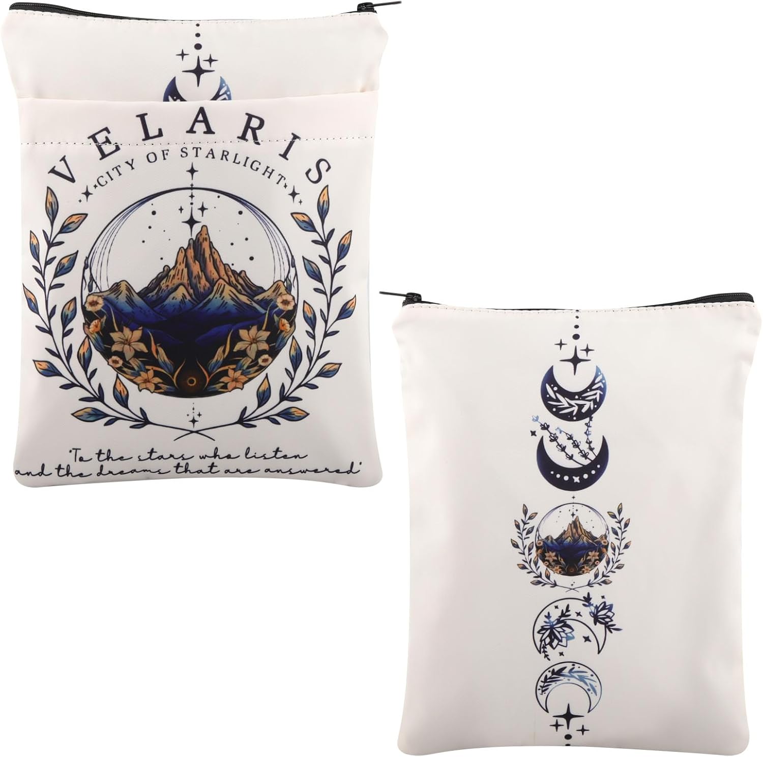 ACOMAF Merch Acotar Book Sleeves SJM Gift City of Starlight Book Covers Bookish Bookworm Gift Velaris Book Lover Gift (White, Velaris White BS)