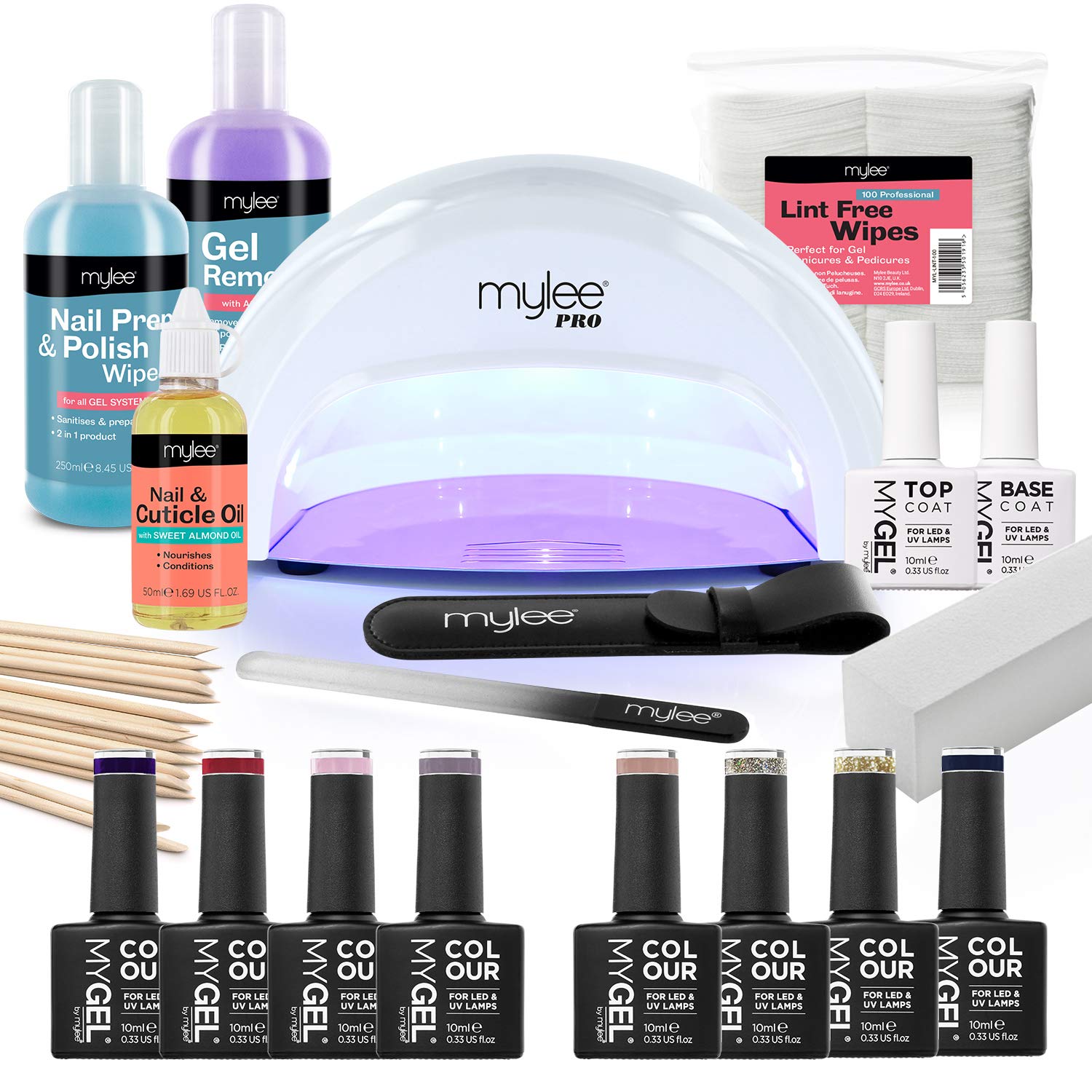 Buy Mylee The Full Works Gel Nail Polish LED Lamp Kit, 8x MYGEL Colours