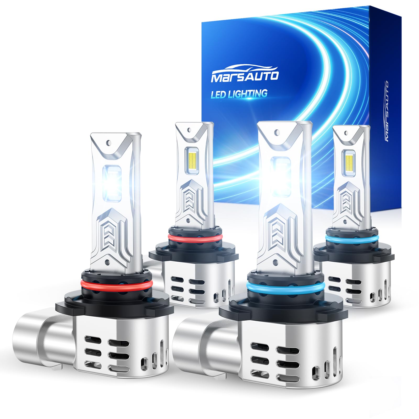 Marsauto 9005 9006 Bulb, 100000LM 1200% Brighter Fog Light with Turbo Fan, 5 Mins Quick Installation, IP67 Waterproof Bulbs, 9005 9006 Pack of 4