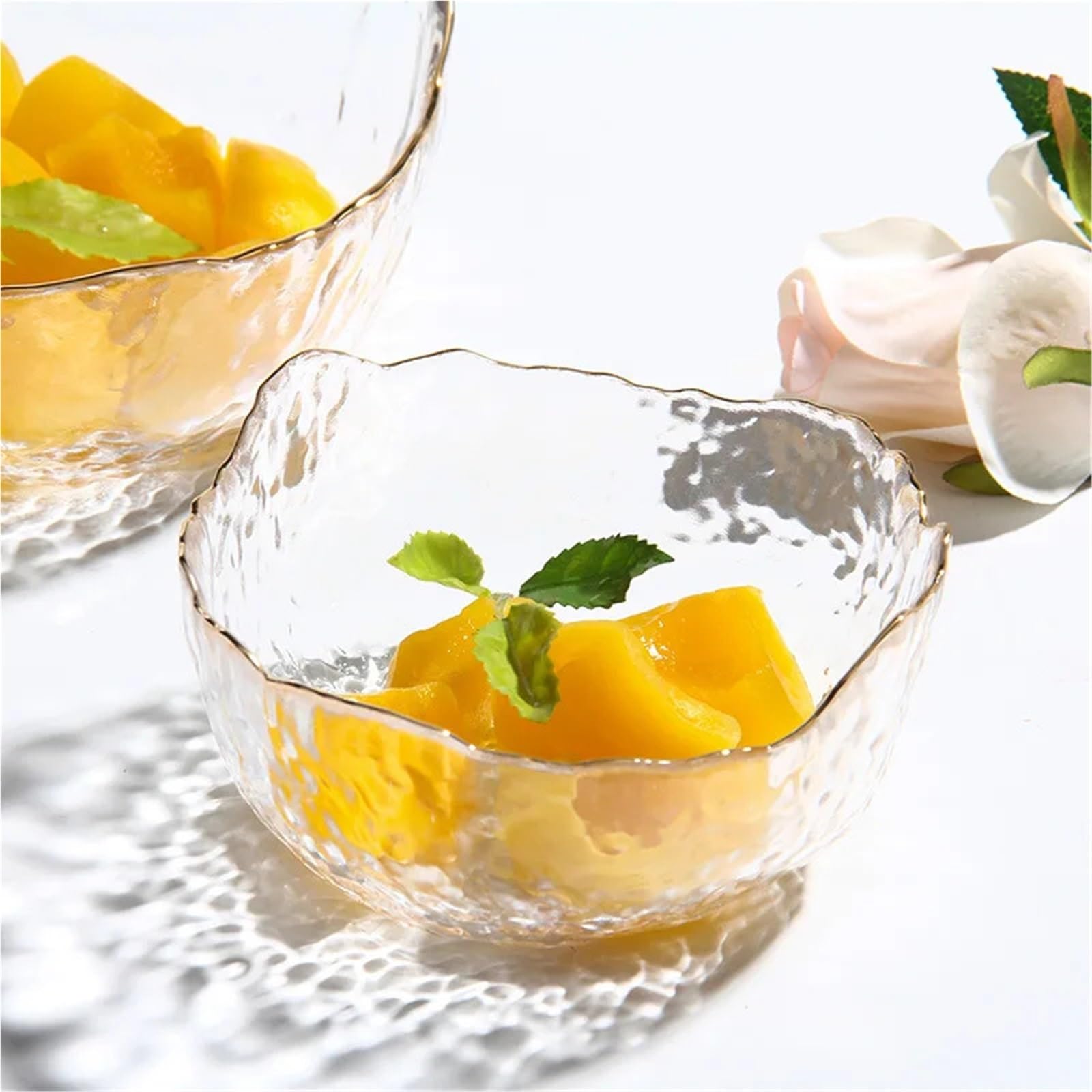 Saladier Bol à Salade en Verre irrégulier, Bols à Fruits, conteneurs de Stockage des Aliments, Soupe Dessert Snack Bol à mélanger, Vaisselle 2 pièces(SootPhnomPenhlarge)