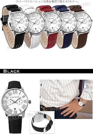 Disney Wristwatch, Mickey Watch, Navy Strap, Mickey Mass, Genuine Leather, Chronograph Model, Belt, Men's, Women's, Pair, Unisex Watch, Adult Disney Serial Number Included Genuine Leather x Navy