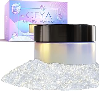 Ceya Interference Mica Powder, 1.8oz/ 50g Ghost Gold Chrome Nail Powder, Cosmetic Grade Pearlescent Effect Color Shift Pigment for Epoxy Resin, Makeup, Nail Polish, Soap Dye, Candle Making,Slime,Paint