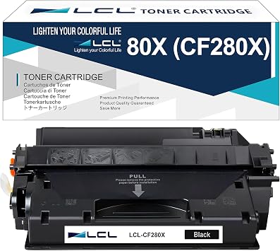 LCL CF280X Black High Yield Toner Cartridge Replacement for HP 80A 80X CF280A CF280X Toner Cartridge for HP LaserJet Pro 400 M401d M401a M401dn M401n M401dw M401dne MFP M425dw M425dn Printer 1-Pack